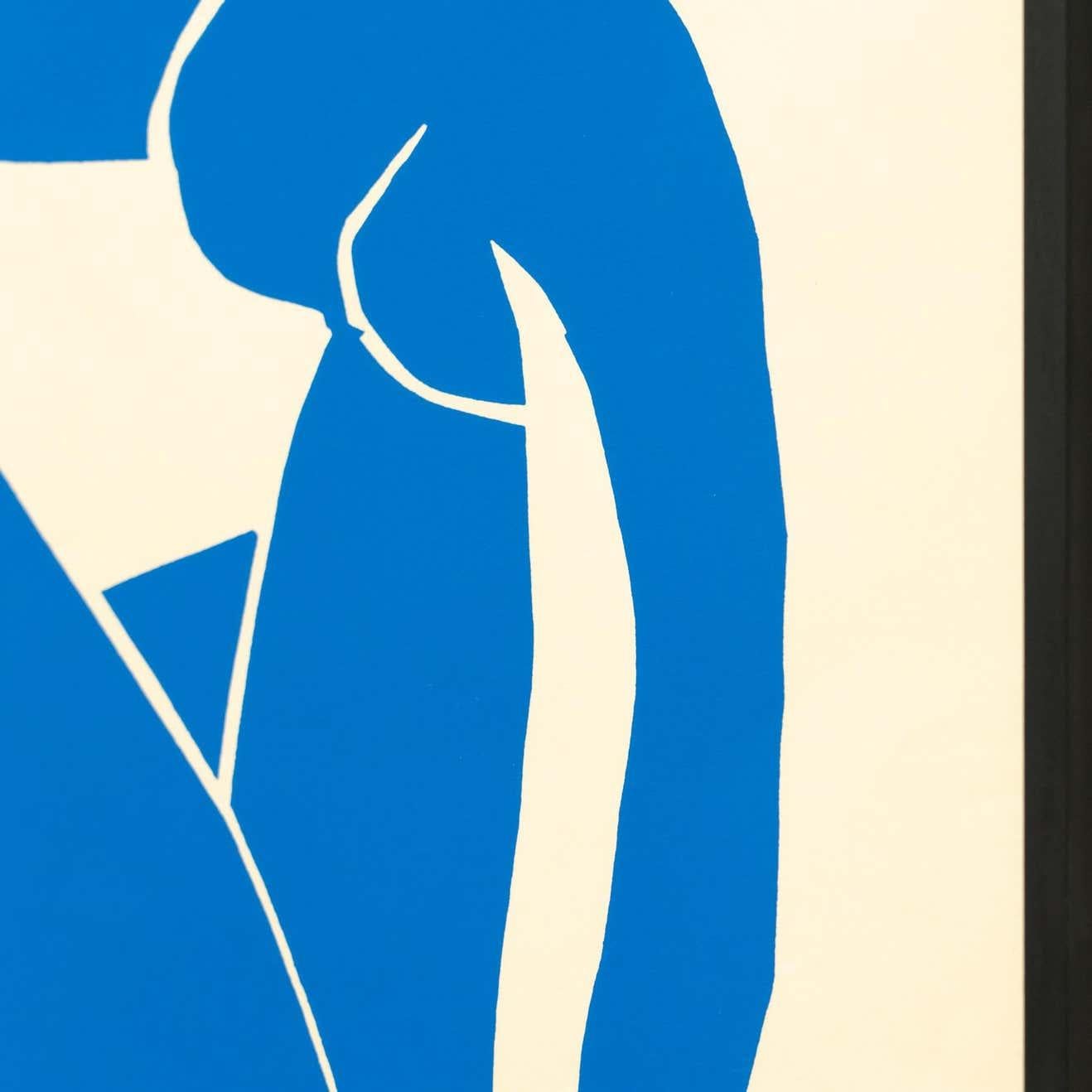 Late 20th Century Framed After Henri Matisse Cut Out Blue Lithograph Nu Bleu II