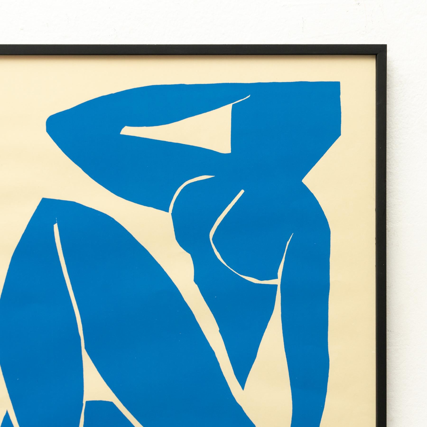 Modern Framed After Henri Matisse Cut Out Blue Lithograph Nu Bleu III For Sale