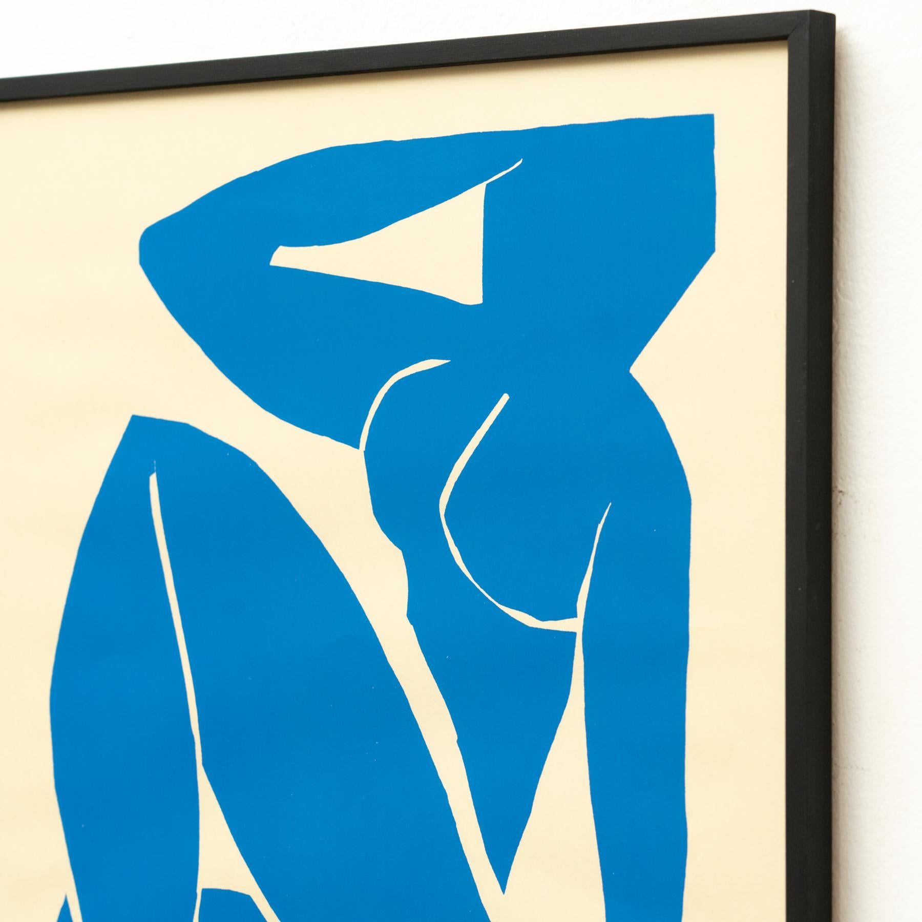 Framed After Henri Matisse Cut Out Blue Lithograph Nu Bleu III In Good Condition For Sale In Barcelona, Barcelona