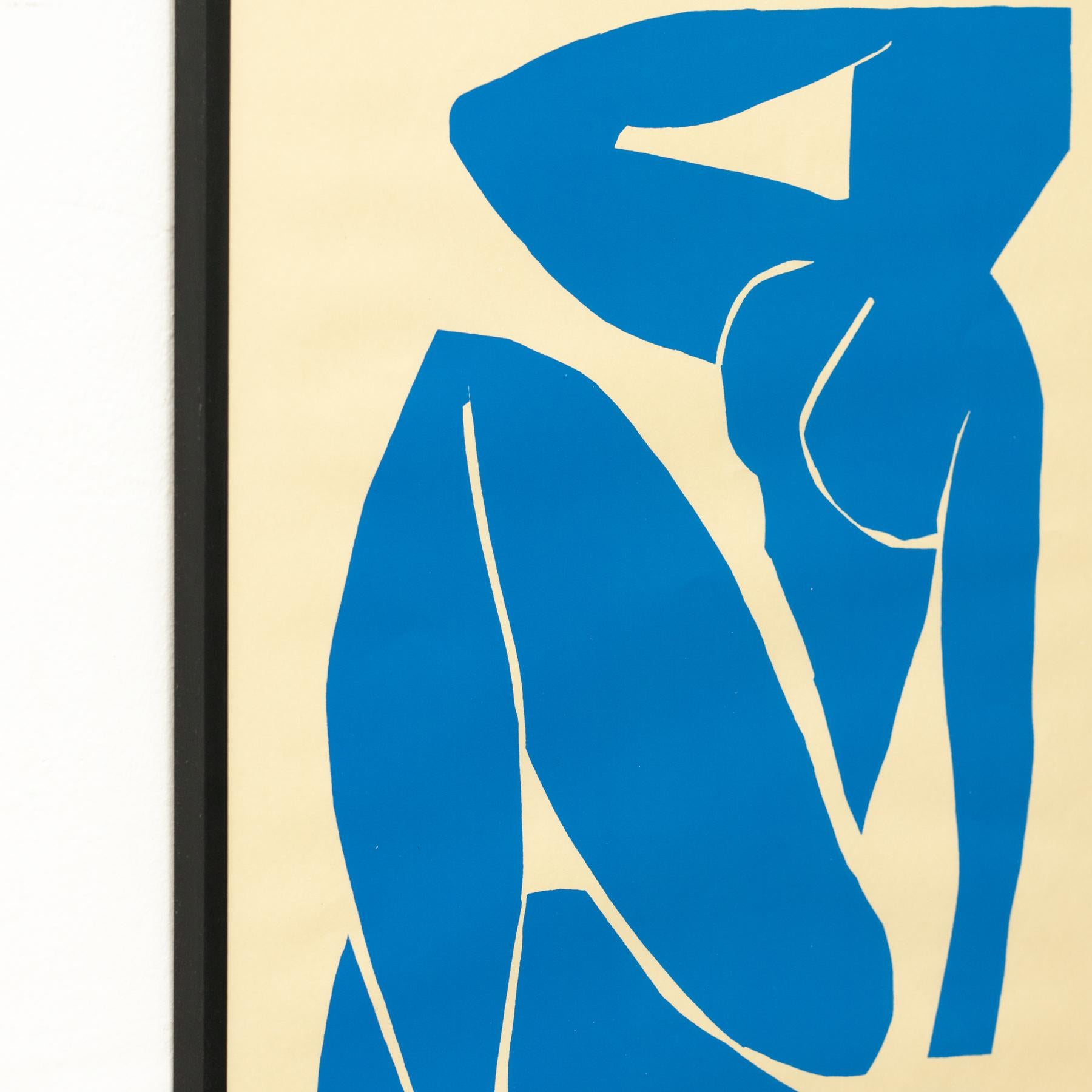 Paper Framed After Henri Matisse Cut Out Blue Lithograph Nu Bleu III For Sale