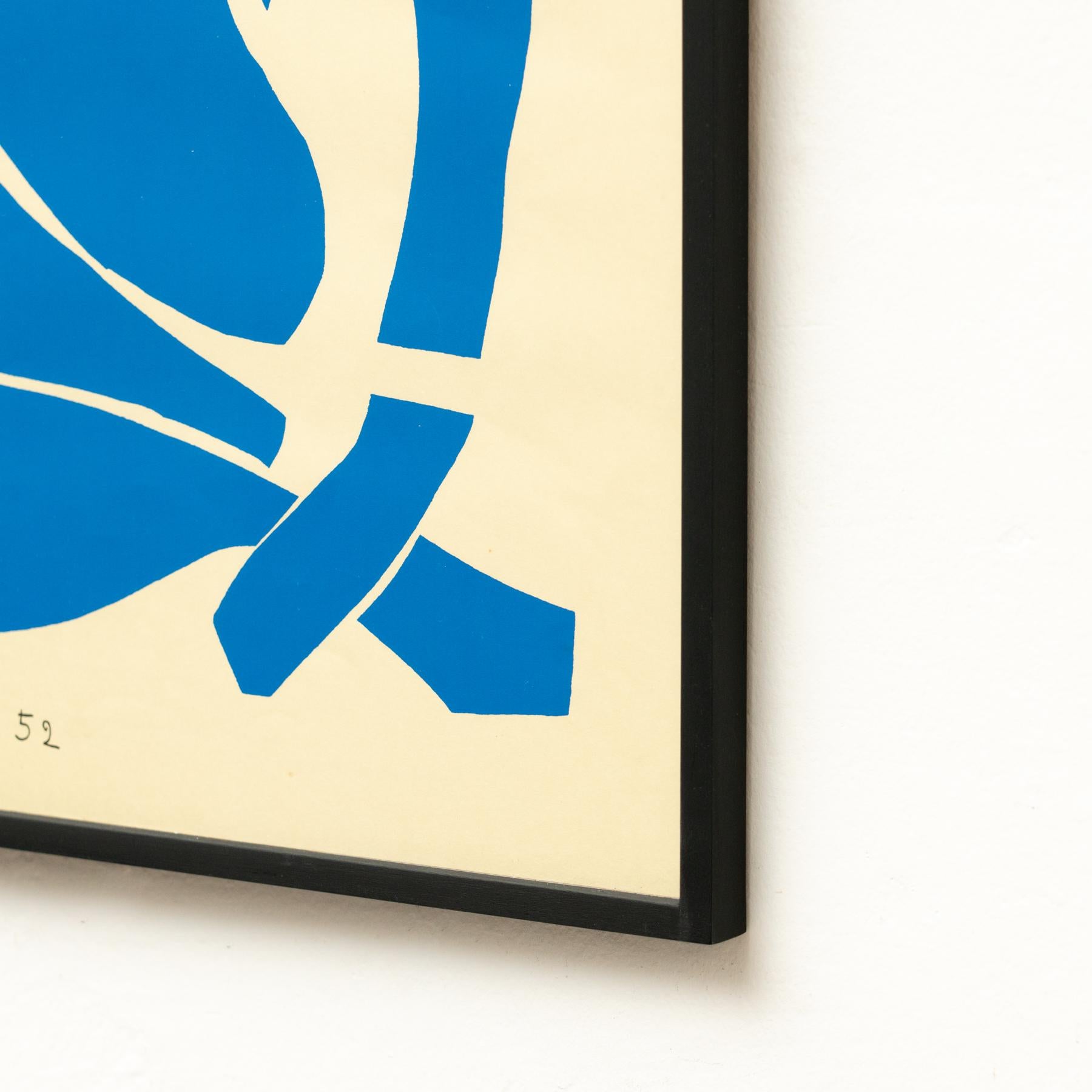 Framed After Henri Matisse Cut Out Blue Lithograph Nu Bleu III For Sale 1