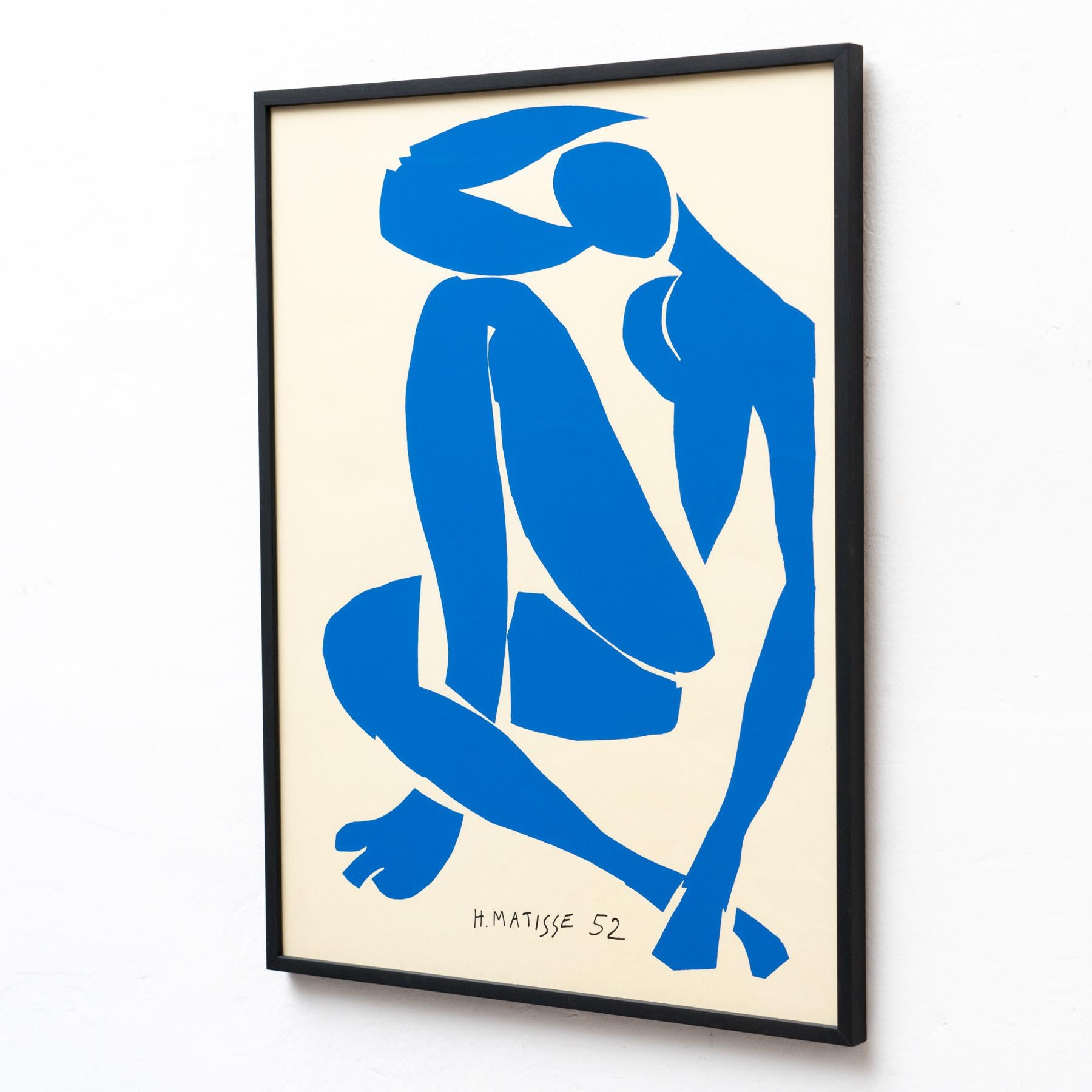 Framed After Henri Matisse Cut Out Blue Lithograph Nu Bleu IV 5