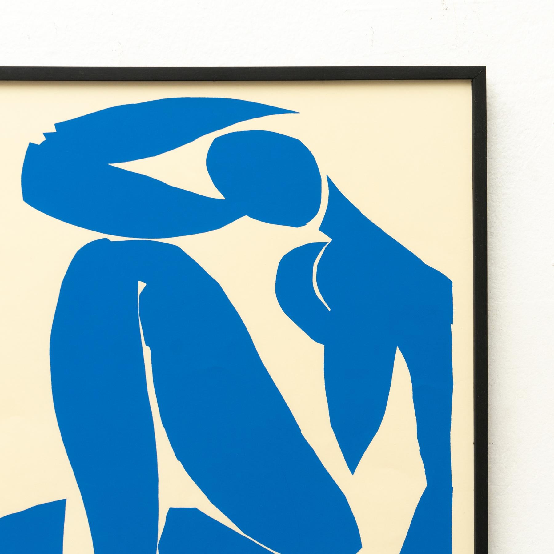 Modern Framed After Henri Matisse Cut Out Blue Lithograph Nu Bleu IV