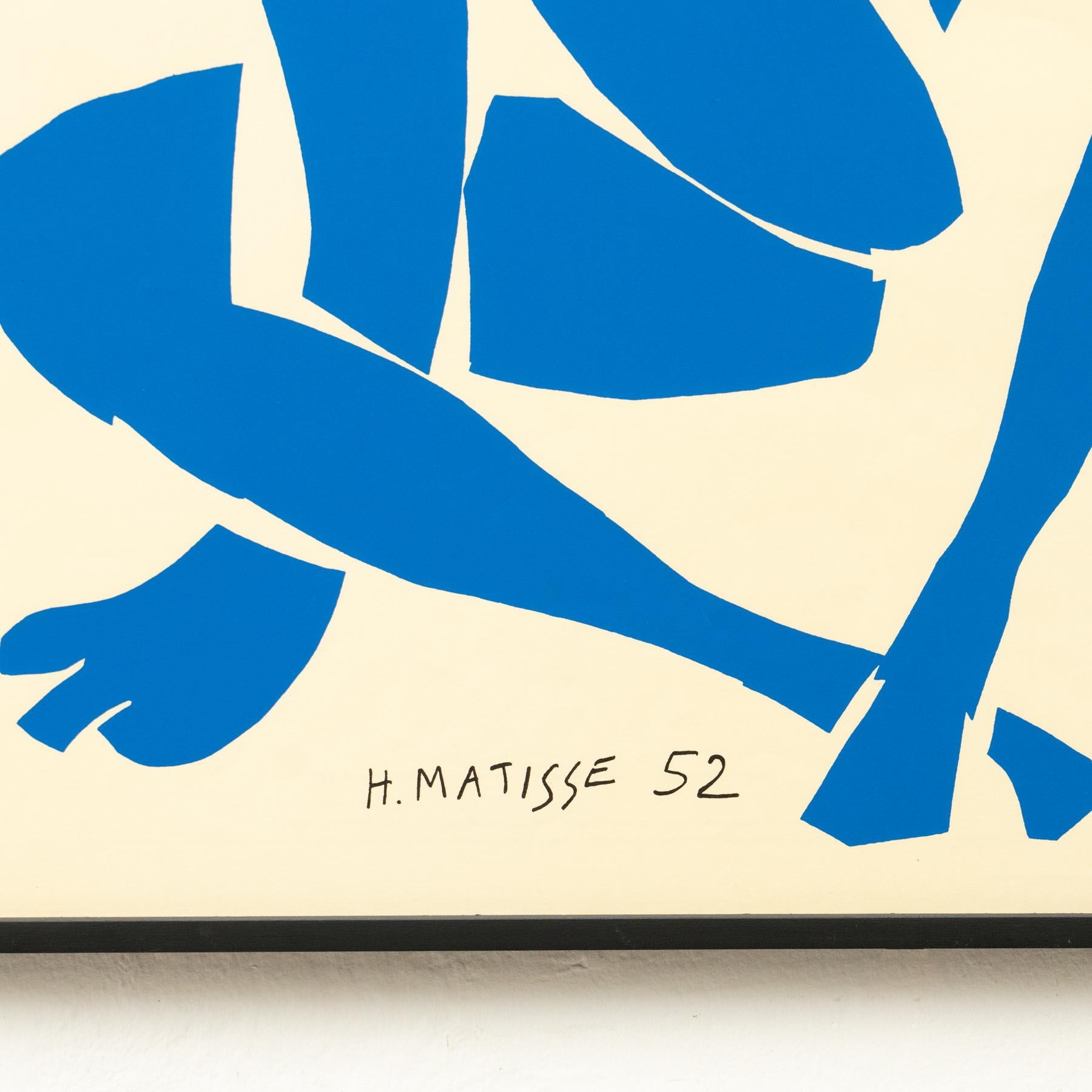 French Framed After Henri Matisse Cut Out Blue Lithograph Nu Bleu IV