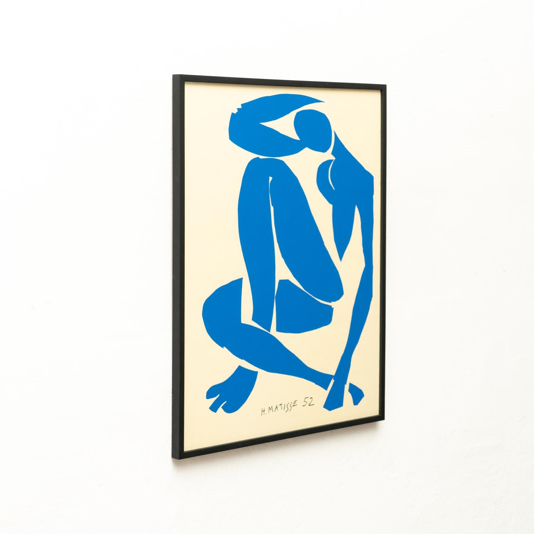 Framed After Henri Matisse Cut Out Blue Lithograph Nu Bleu IV In Good Condition In Barcelona, Barcelona