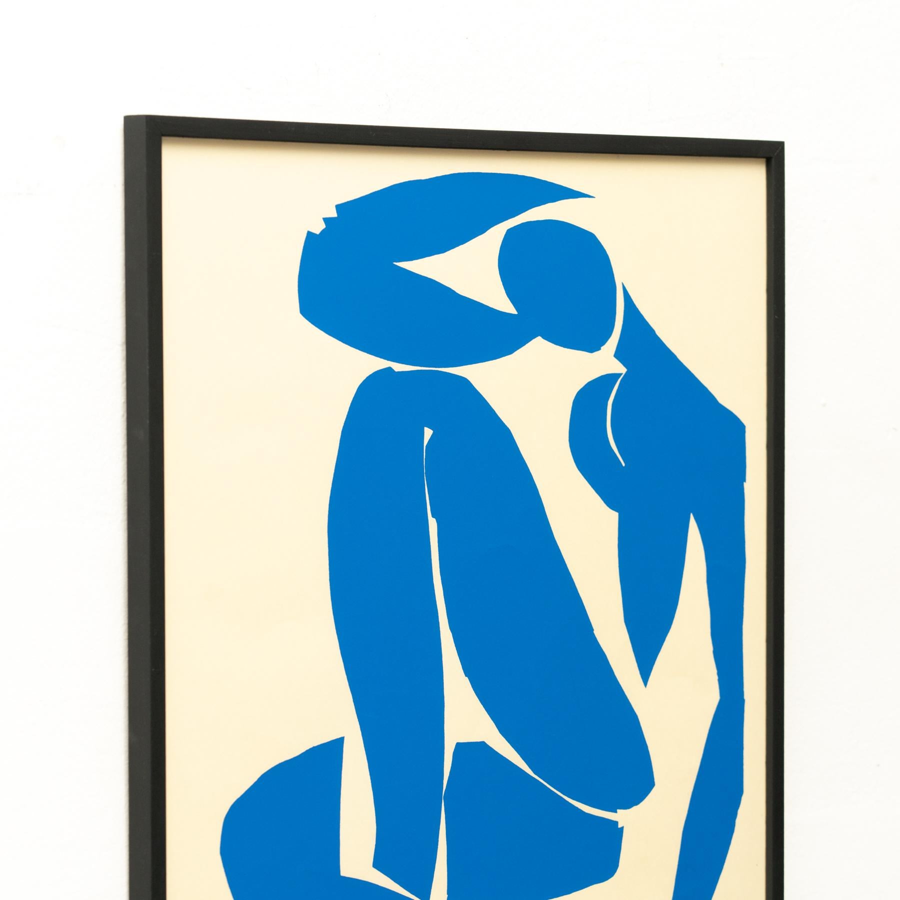 Late 20th Century Framed After Henri Matisse Cut Out Blue Lithograph Nu Bleu IV