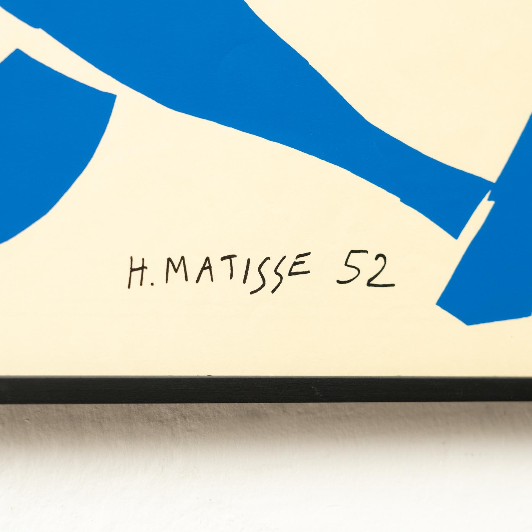 Paper Framed After Henri Matisse Cut Out Blue Lithograph Nu Bleu IV