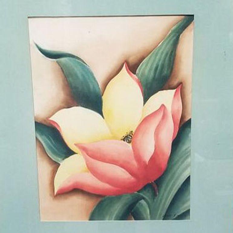Aquarelle sur papier encadrée Hibiscus Tropical Floral de Jane Boyd, 1948 Excellent état - En vente à Van Nuys, CA