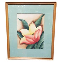 Aerografo su carta con cornice Hibiscus Tropical Floral di Jane Boyd, 1948