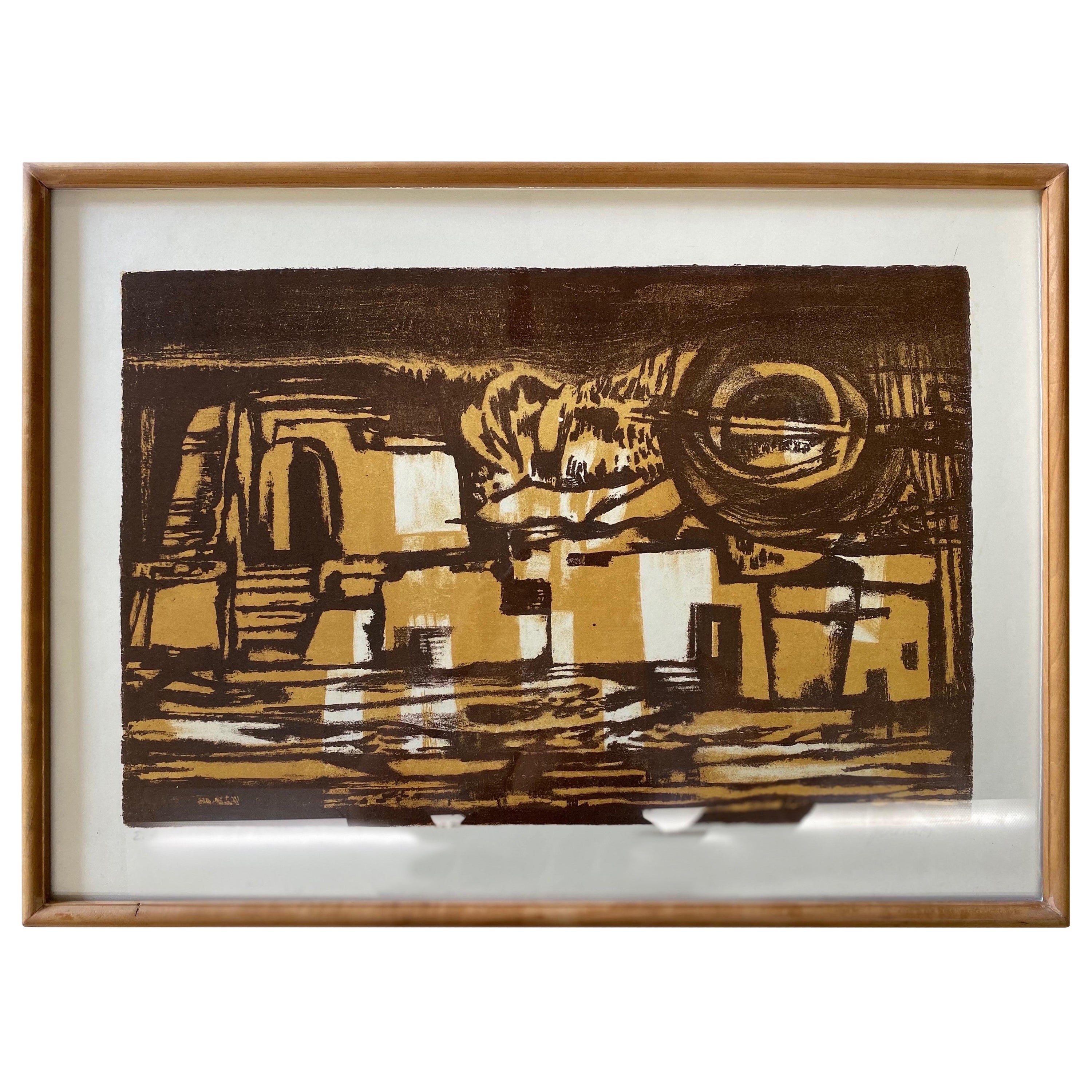 Framed Albert Ferenz A.P. Lithograph Pencil Signed 
Numbered