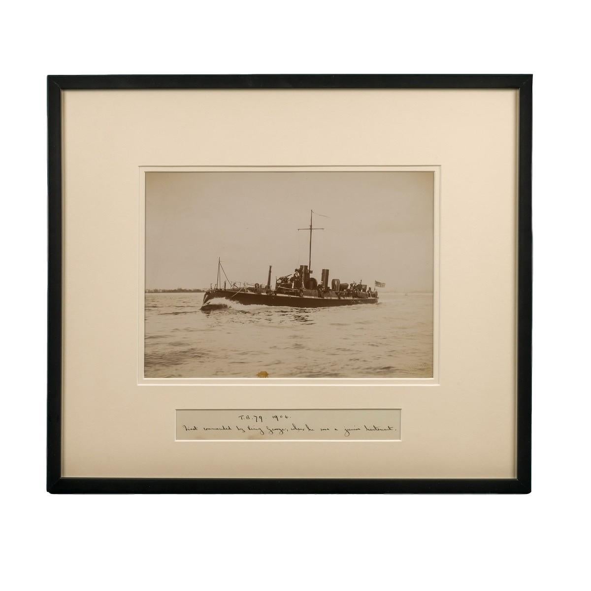 Framed Albumen Photograph of the Royal Navy Torpedo Boat No 79 In Good Condition For Sale In Lymington, Hampshire