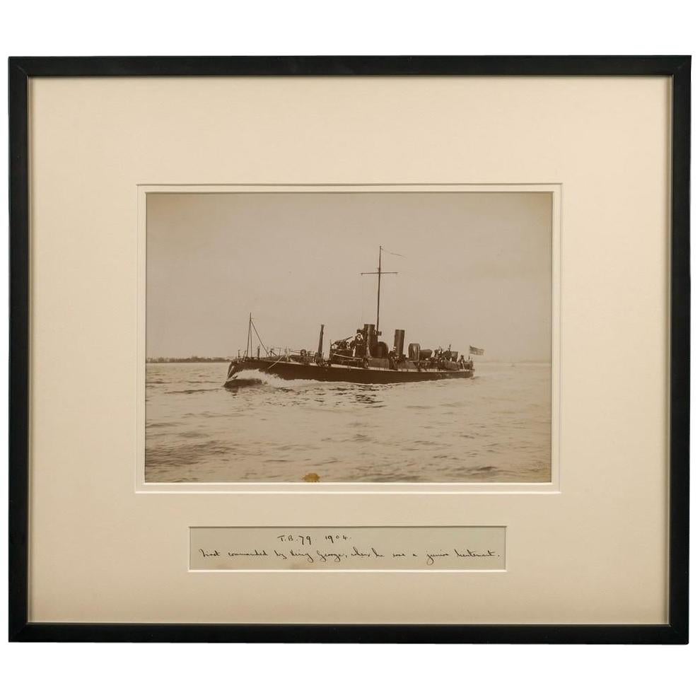 Framed Albumen Photograph of the Royal Navy Torpedo Boat No 79