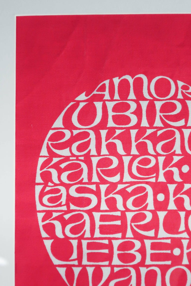 Framed Alexander Girard International Love Heart Fabric For Sale at 1stDibs