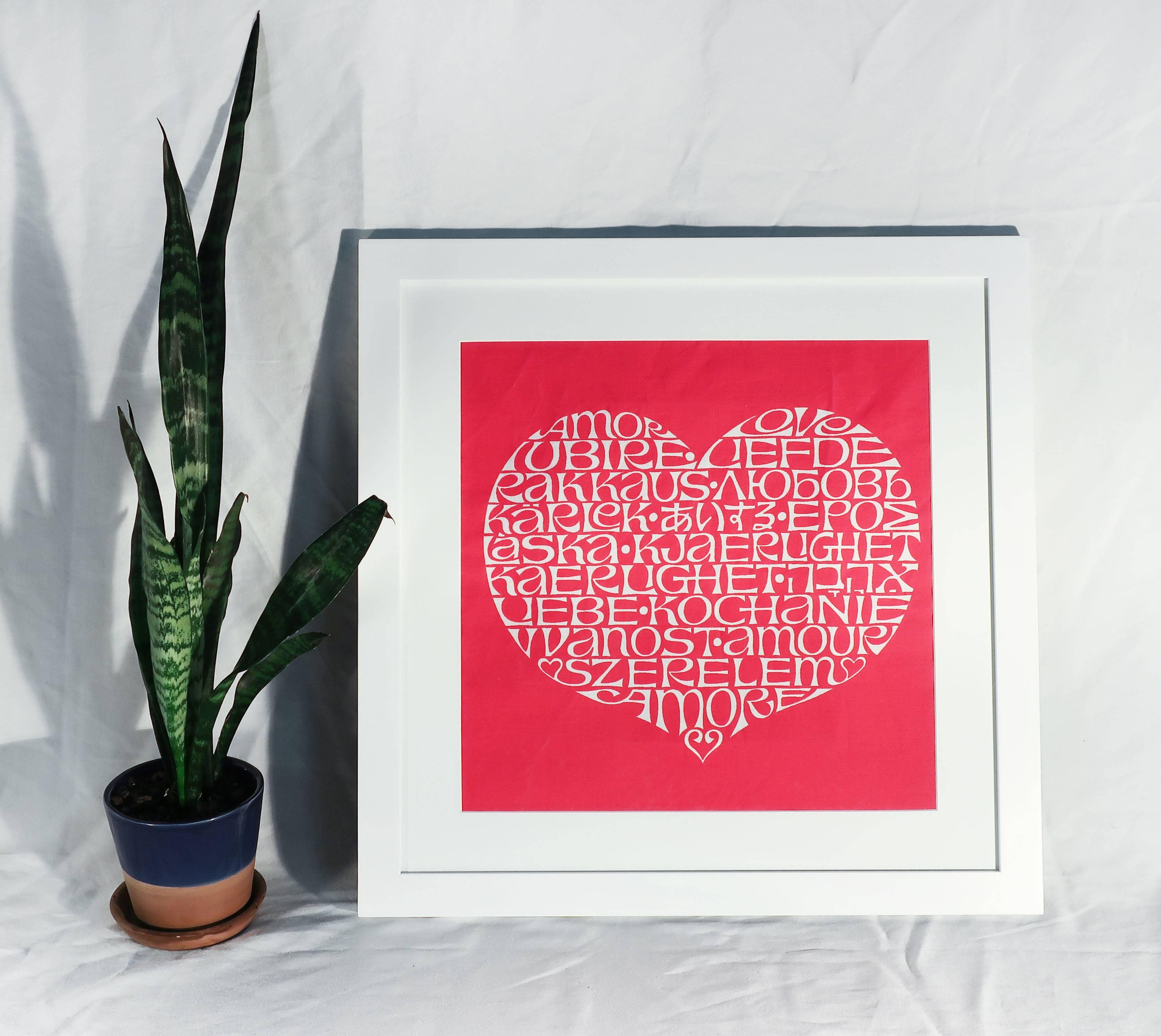 Framed Alexander Girard International Love Heart Fabric In Excellent Condition In Brooklyn, NY