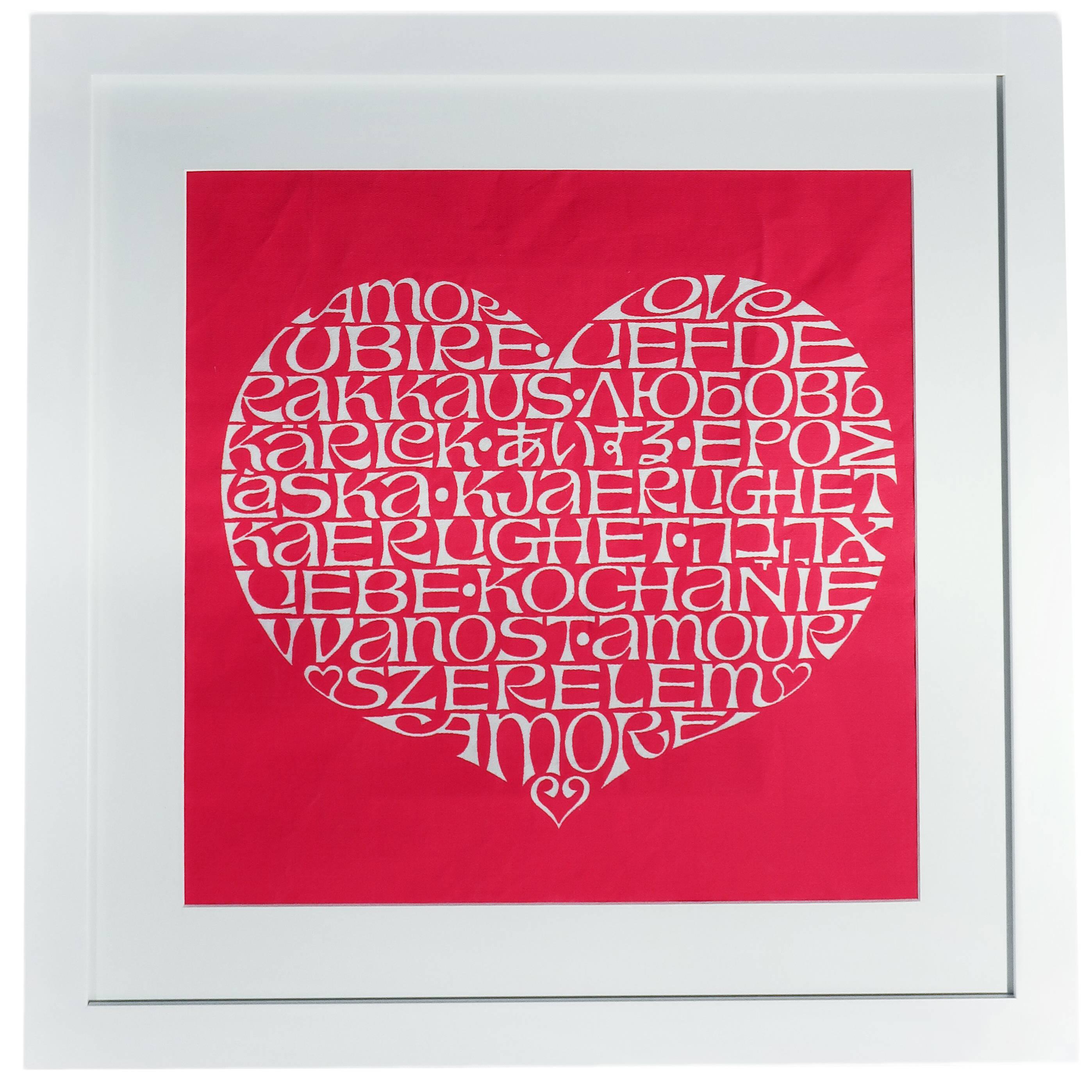 Framed Alexander Girard International Love Heart Fabric
