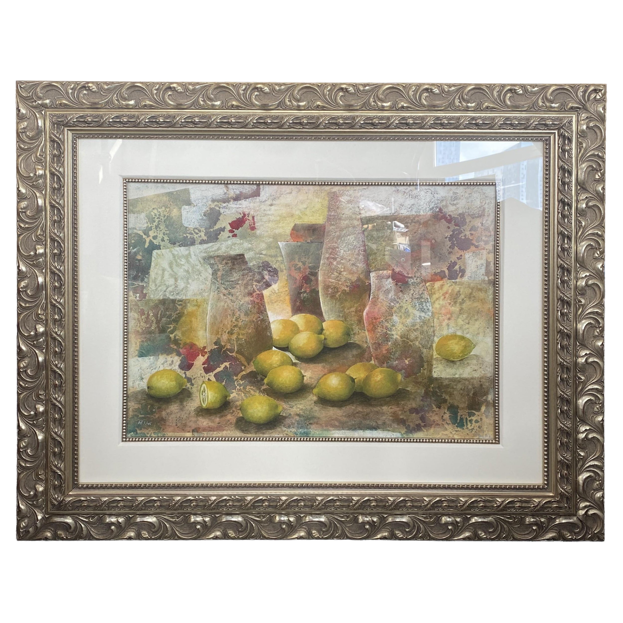 Framed Alvaro Peppoloni Abstract Still Life Print, Still Life with Lemons