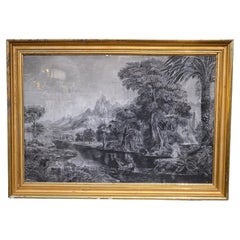 Framed American Folk Art Sandpaper Drawing After Thomas Cole, 1840s