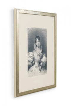 Framed American Print of an Engraved Portrait Depicting a Lady w/ Ruffled Collar