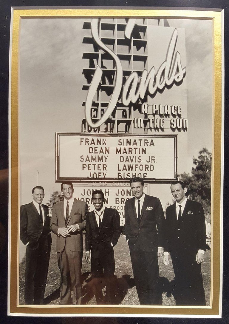 Framed and Autographed Rat Pack Collectible, Sands Casino Las Vegas For
