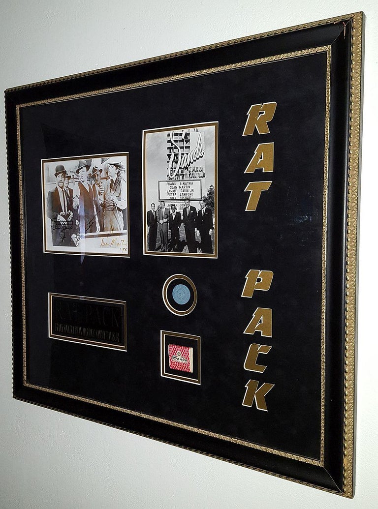 Framed and Autographed Rat Pack Collectible, Sands Casino Las Vegas For