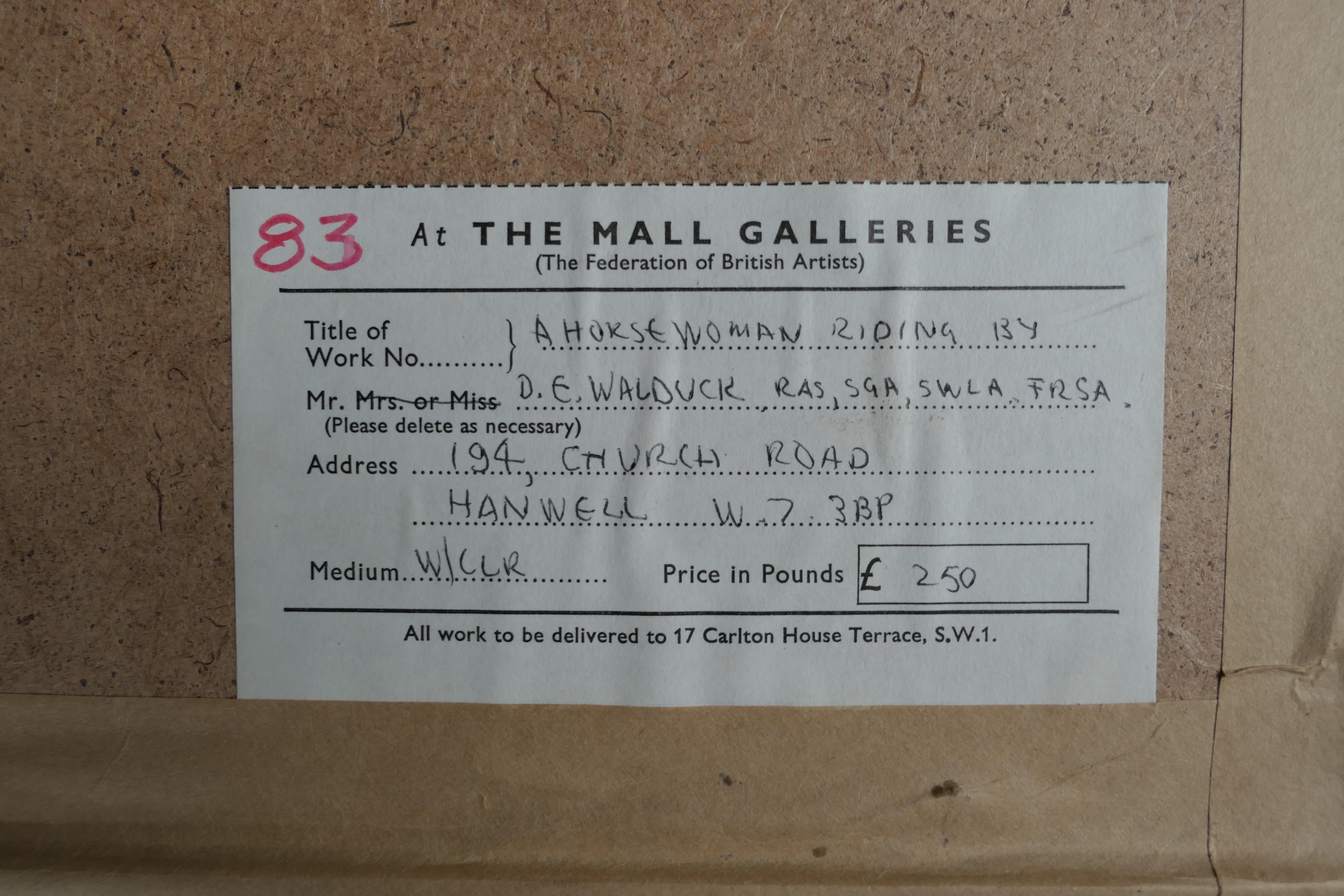 Fin du 20e siècle  Encre et aquarelle encadrées et émaillées de Desmond Walduck    en vente