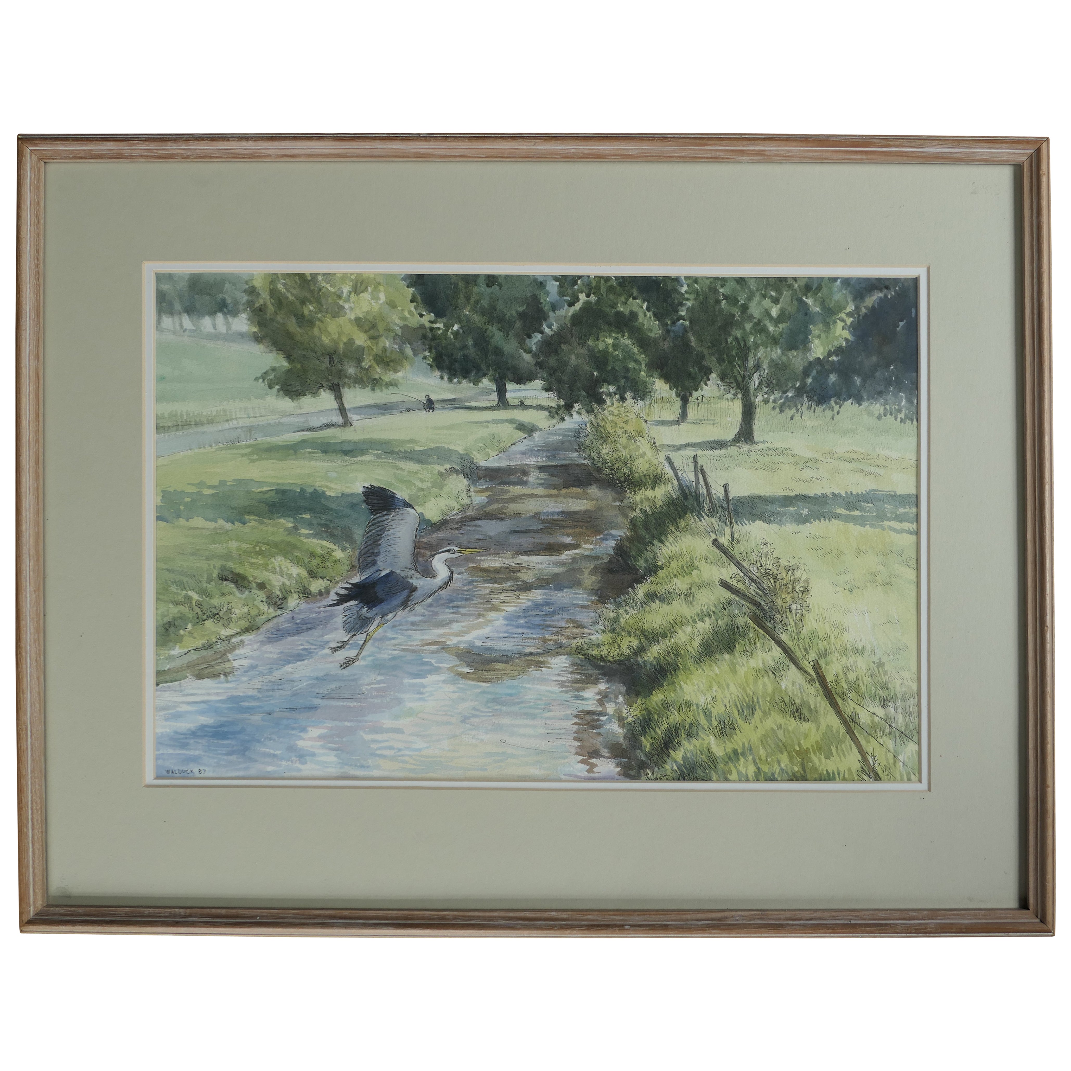 Framed and Glazed Ink and Watercolour by Desmond Walduck For Sale