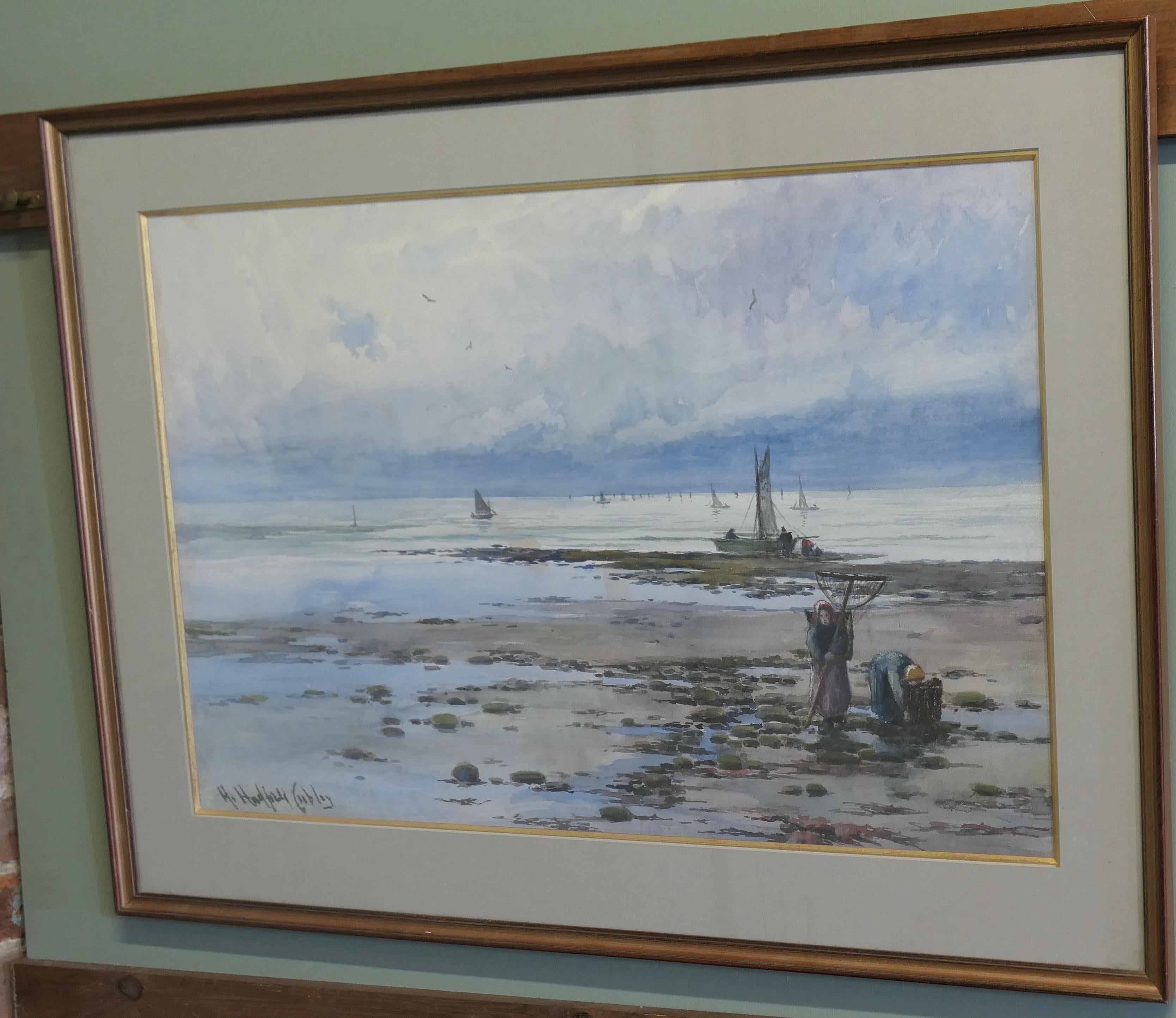 Aquarelle encadrée et émaillée de H Hadfield Chubley

Une grande aquarelle de H Hadfield Cubley 1858 1934, une œuvre du début du 20e siècle. Scène de plage avec des pêcheurs en tenue traditionnelle. La peinture est signée par l'artiste et est livrée