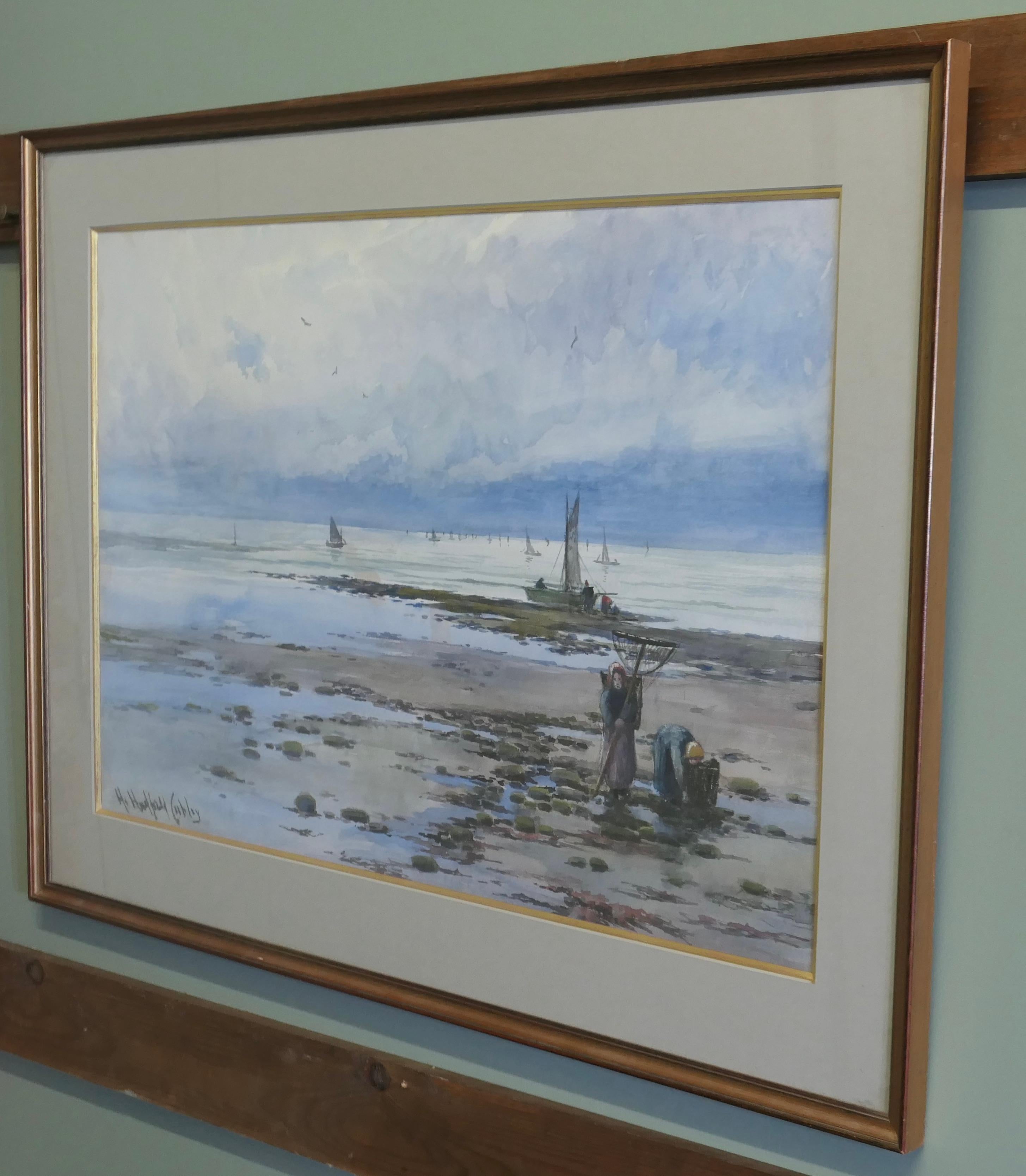 Aquarelle encadrée et émaillée de H Hadfield Chubley  Une grande peinture à l'aquarelle en vente 2