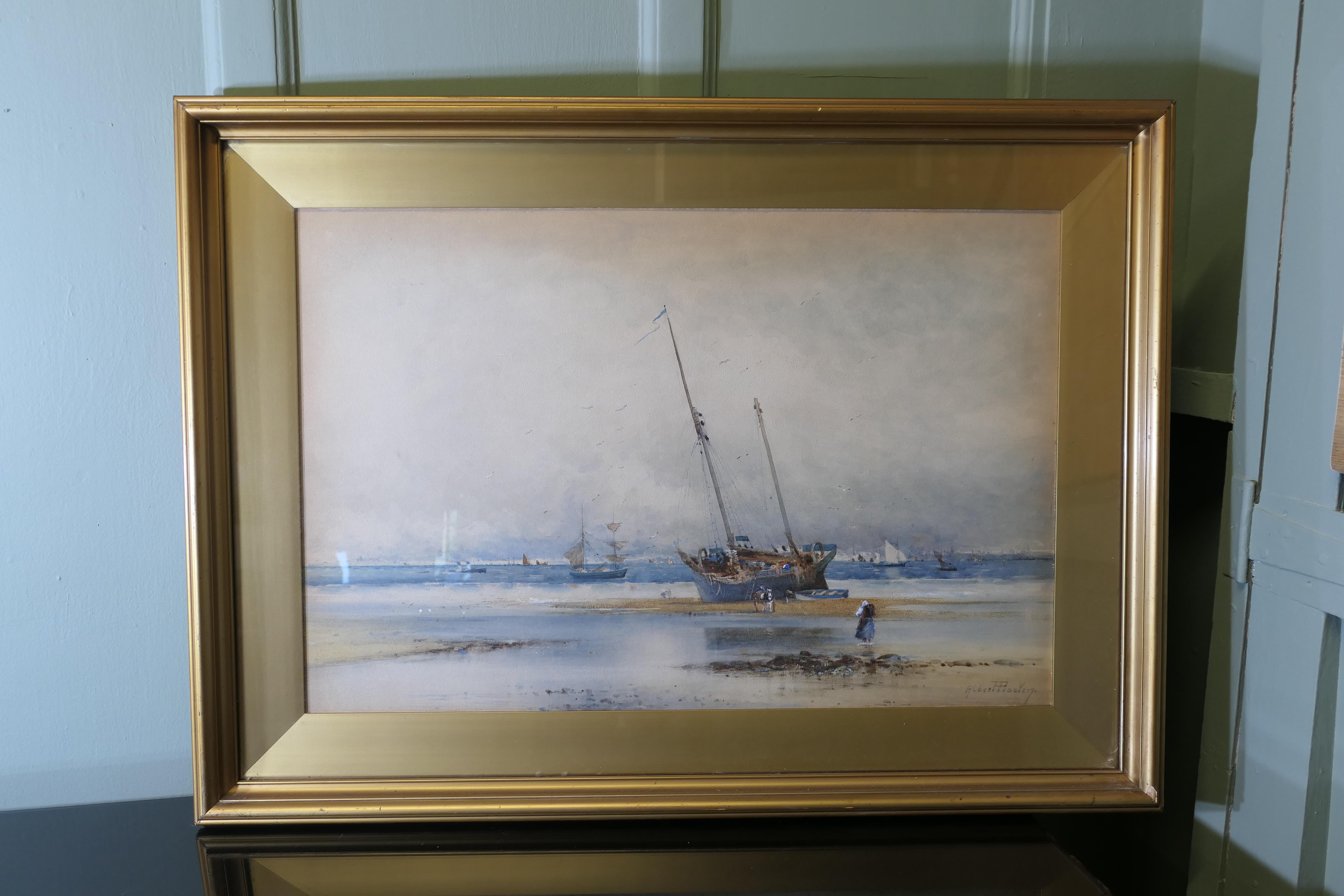 Gerahmtes und glasiertes Aquarell signiert Albert Procter (Beaux Arts) im Angebot