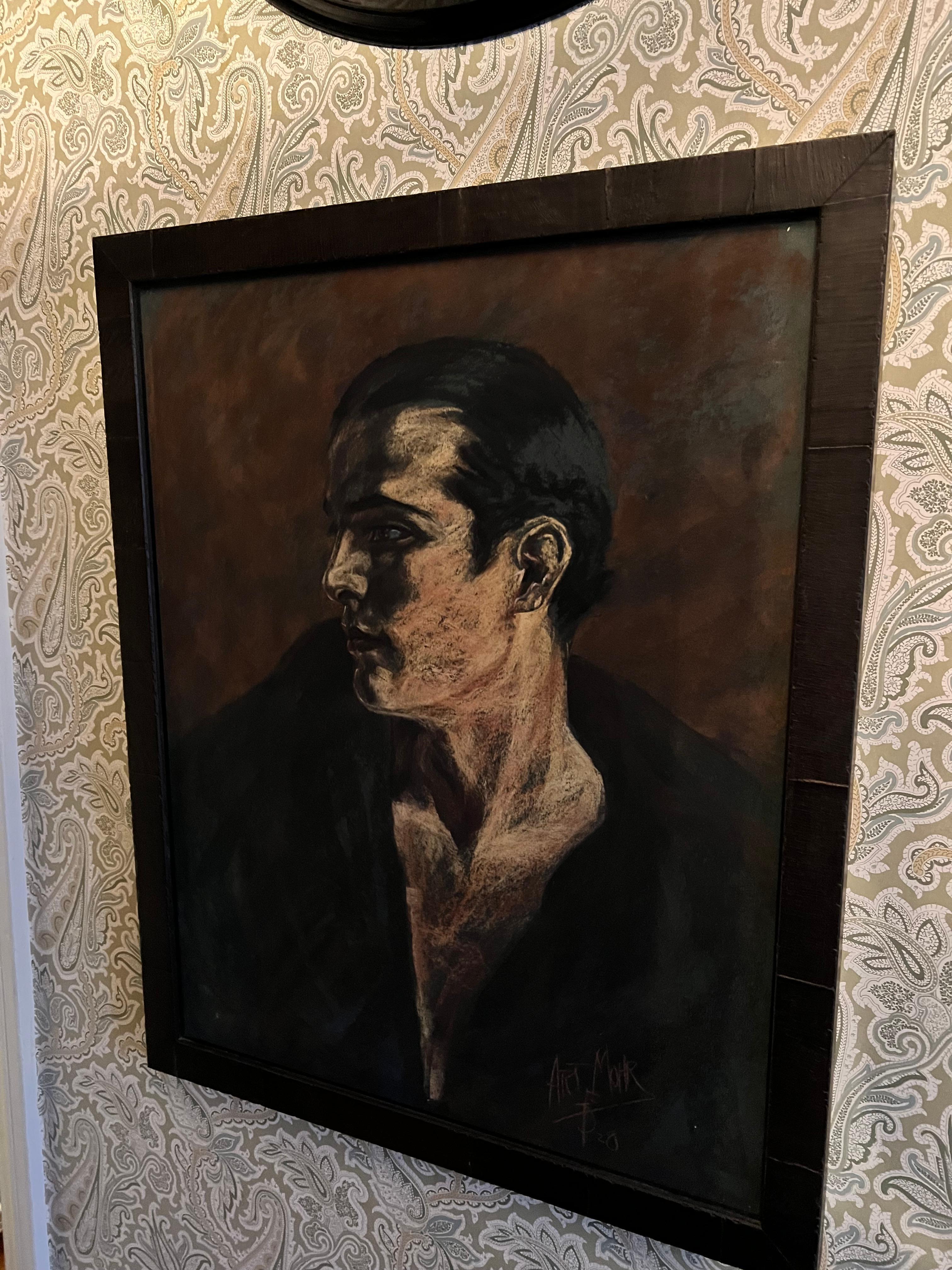 Framed and Signed Pastel Drawing of Rudolph Valentino For Sale 4