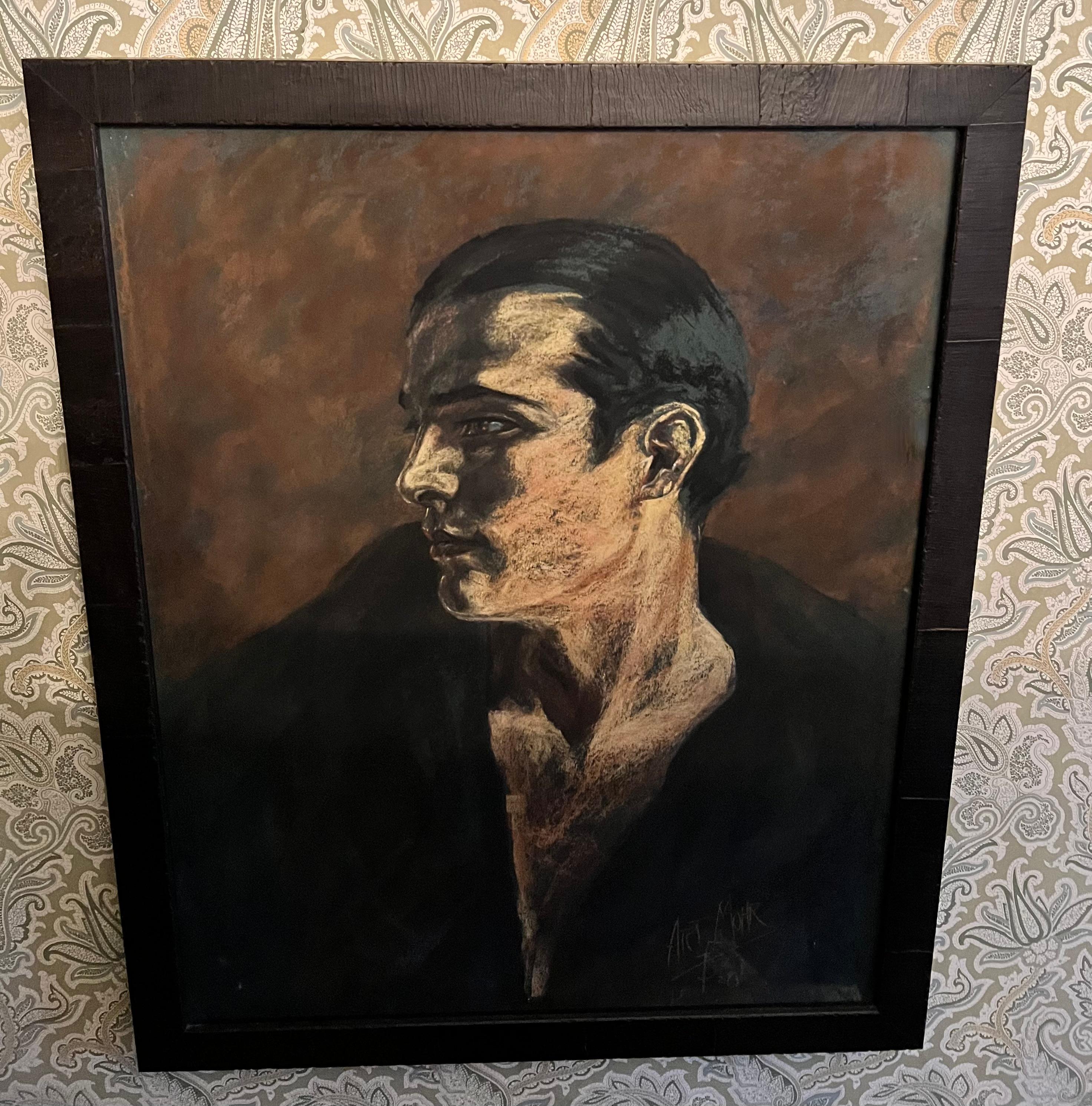 20th Century Framed and Signed Pastel Drawing of Rudolph Valentino For Sale