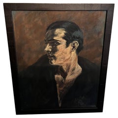 Vintage Framed and Signed Pastel Drawing of Rudolph Valentino