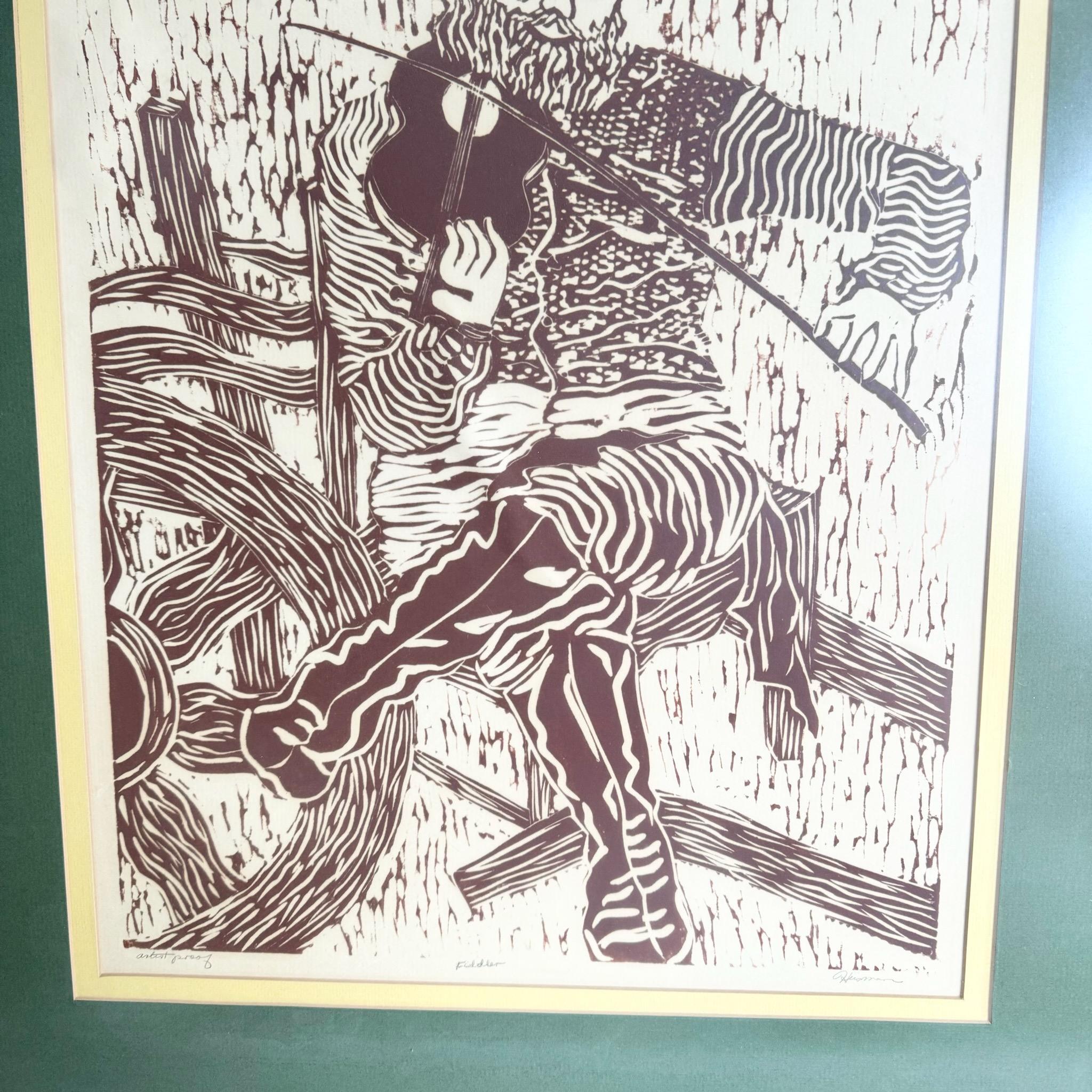 Framed and Signed Print ‚ÄúFiddler‚Äù by Heisman For Sale 1