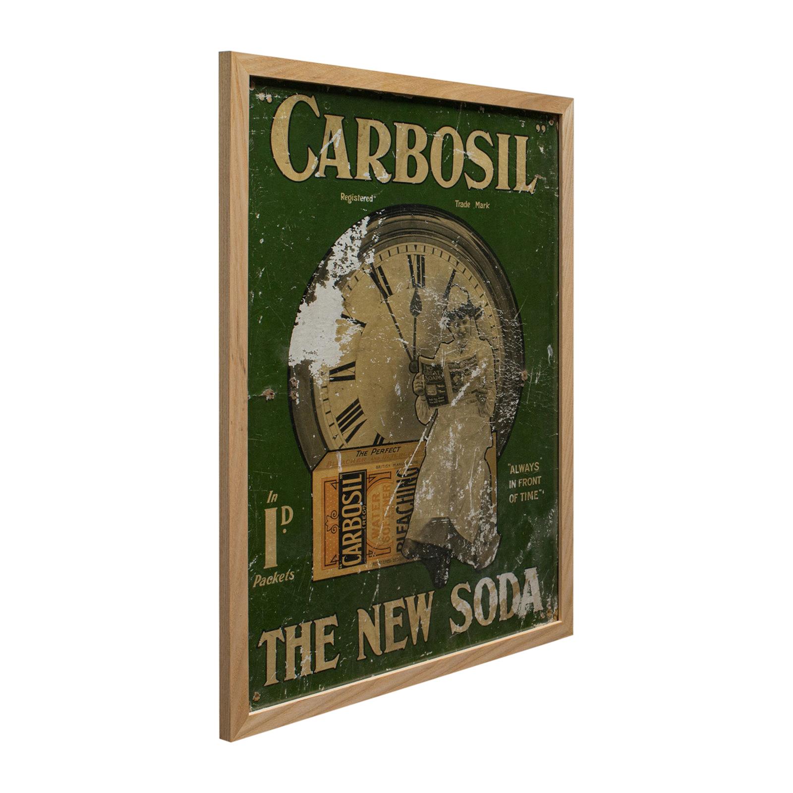 Framed Antique Advertisement, English, Advert, Carbosil Soap, Victorian, 1900