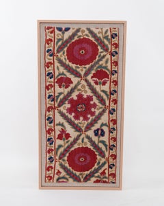 Framed Antique Bukhara Suzani Fragment, Uzbekistan