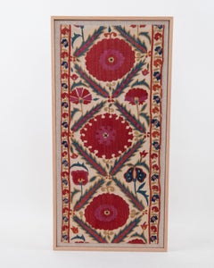 Framed Antique Bukhara Suzani Fragment, Uzbekistan