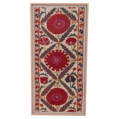 Framed Antique Bukhara Suzani Fragment, Uzbekistan