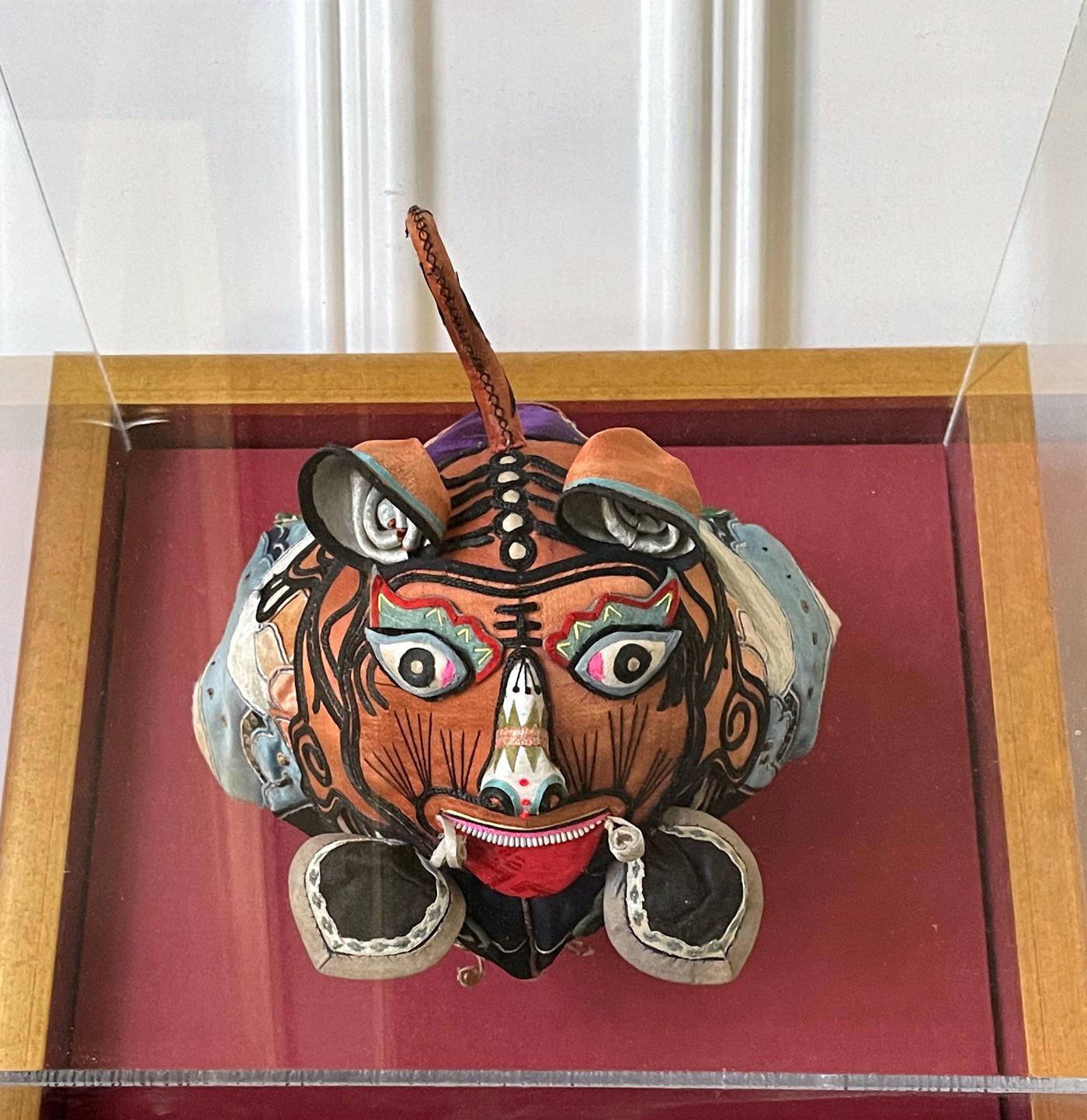 Framed Antique Chinese Child Tiger-Head Hat In Good Condition For Sale In Atlanta, GA