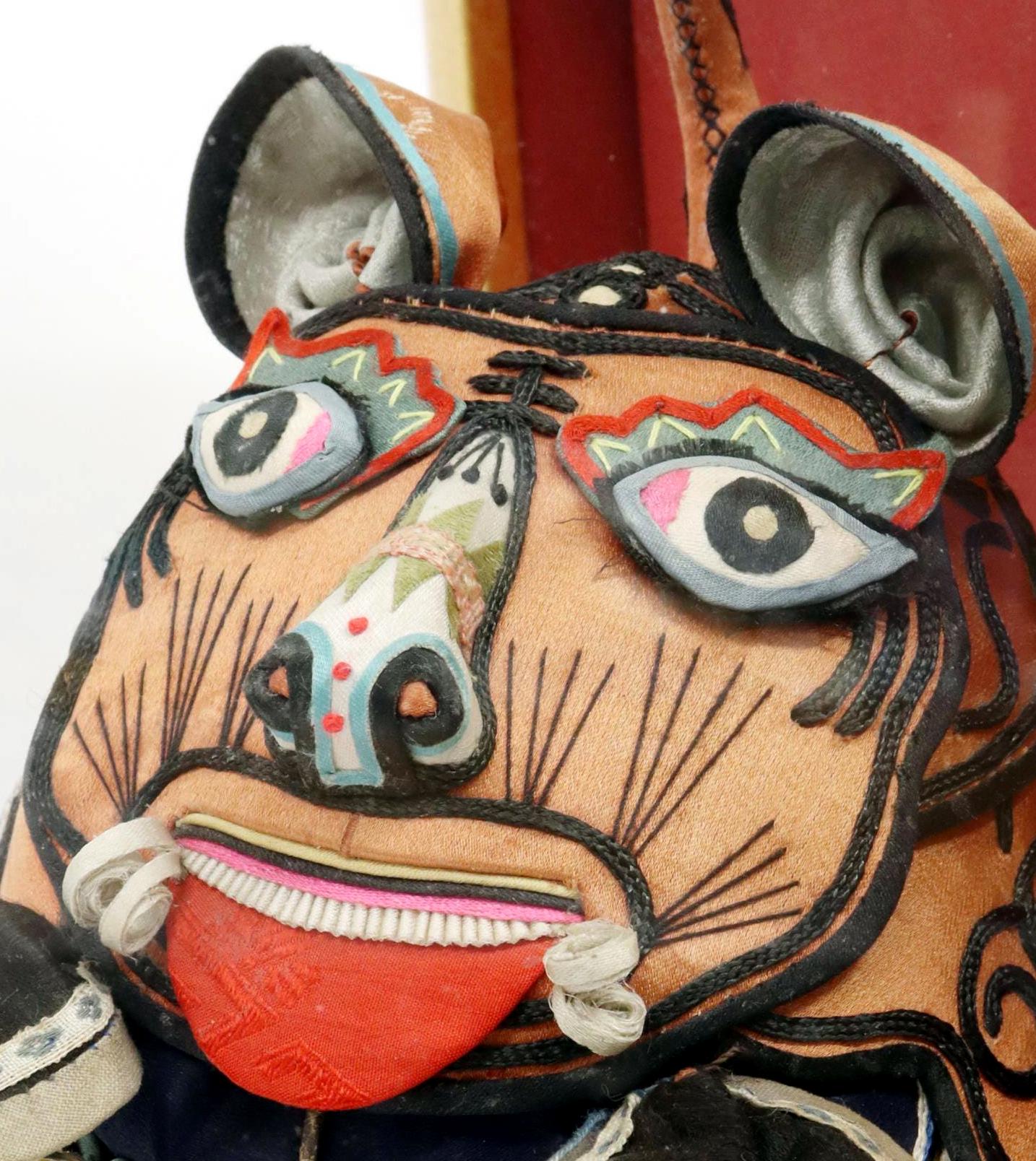 Framed Antique Chinese Child Tiger-Head Hat For Sale 2