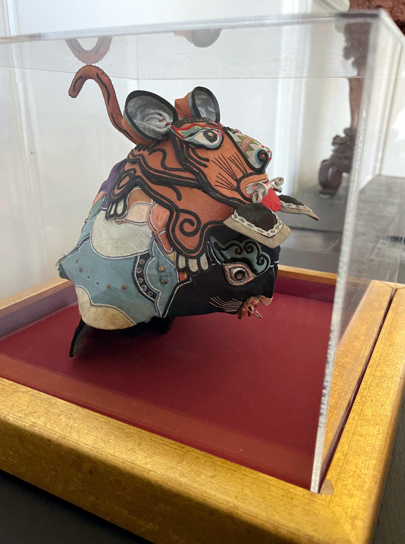 Cotton Framed Antique Chinese Child Tiger-Head Hat For Sale