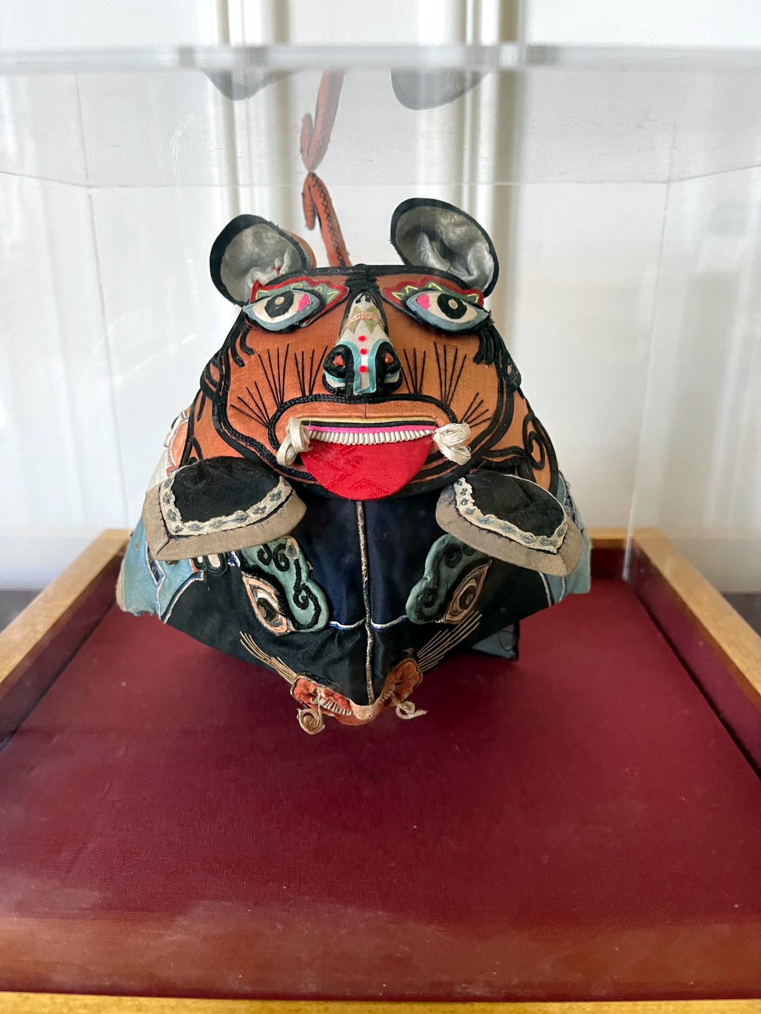 Framed Antique Chinese Child Tiger-Head Hat For Sale 2