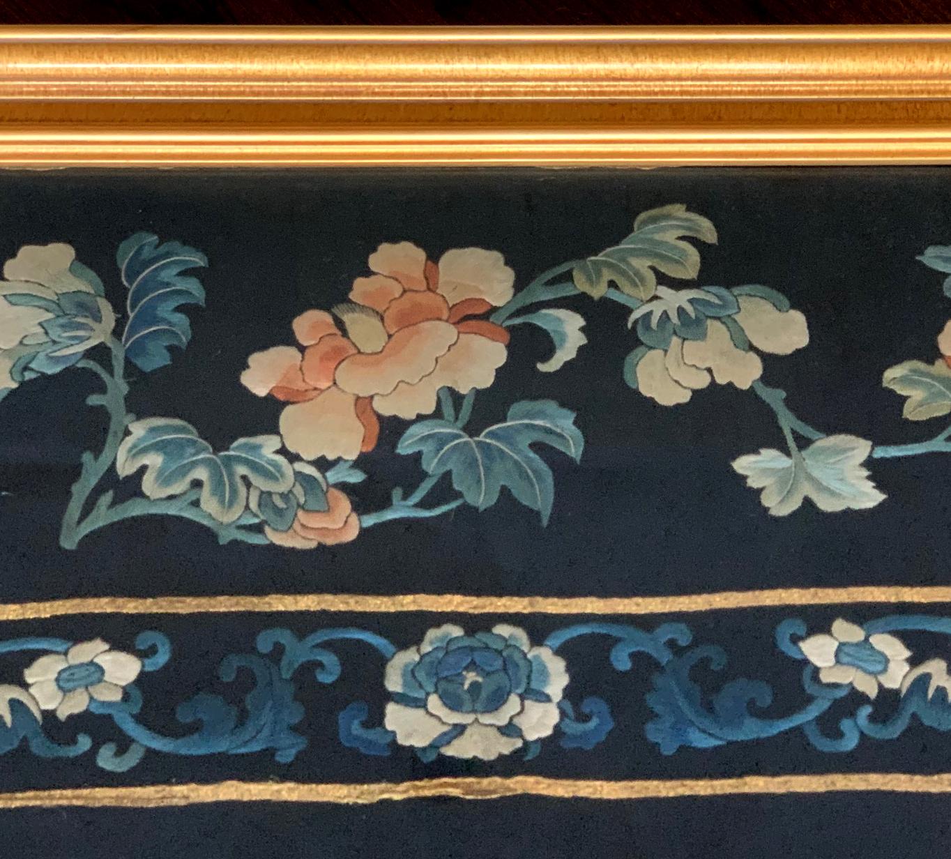 Framed Antique Chinese Embroidery Panel Qing Dynasty 2