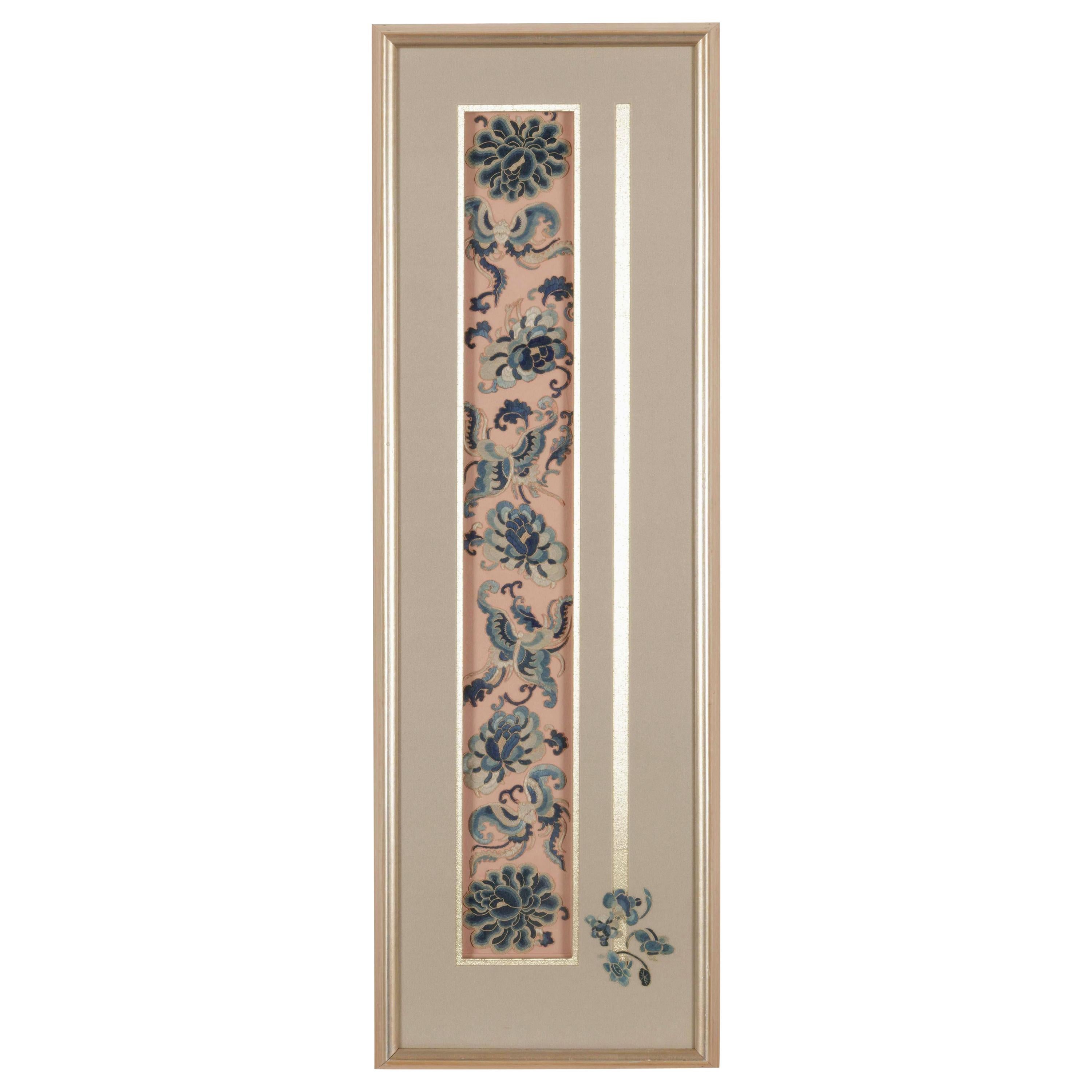 Framed Antique Chinese Embroidery Panel Qing Dynasty Provenance For Sale