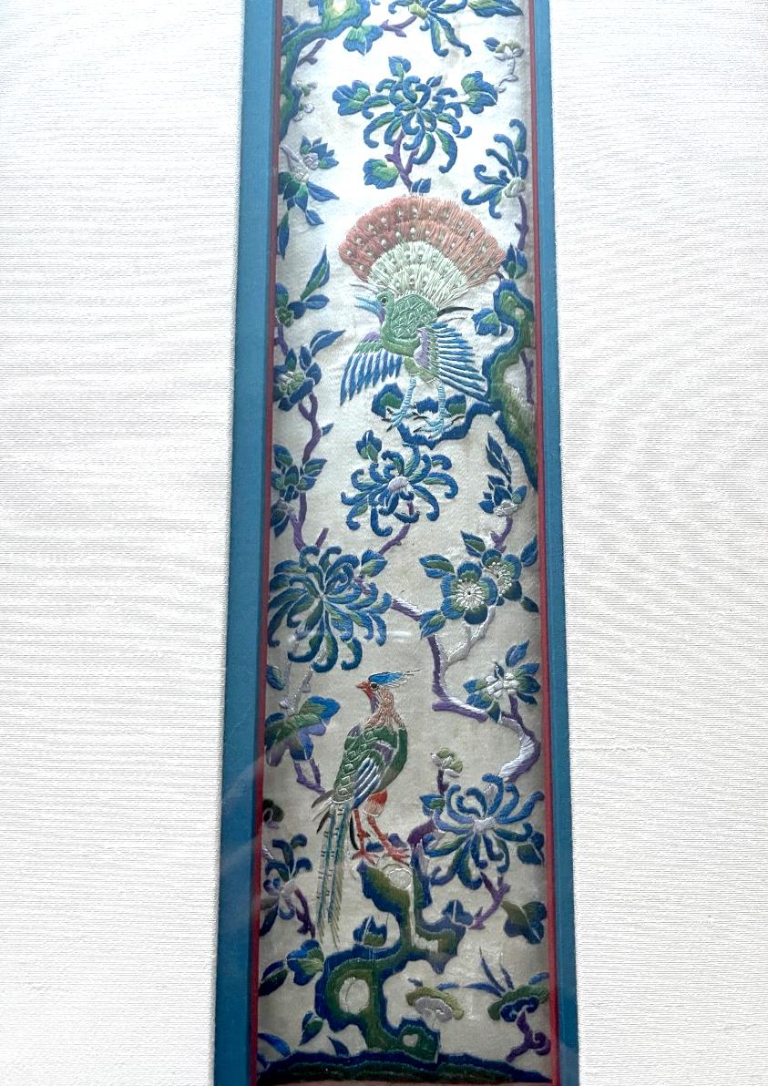 Framed Antique Chinese Embroidery Panel Qing Dynasty Provenance In Good Condition In Atlanta, GA