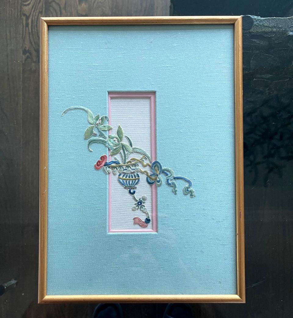 Framed Antique Chinese Embroidery Textile Qing Dynasty Provenance For Sale 3