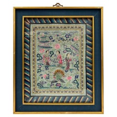 Encadré - Broderie ancienne chinoise de la dynastie Qing 24LP114