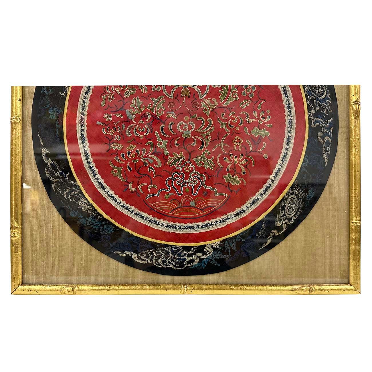 Gerahmte antike chinesische Qing Dynasty Stickerei 24LP121 (Chinesischer Export) im Angebot