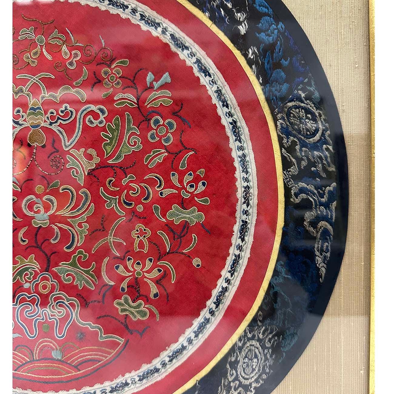 Gerahmte antike chinesische Qing Dynasty Stickerei 24LP121 (Bestickt) im Angebot
