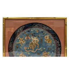 Framed Antique Chinese Qing Dynasty Embroidery 24LP126