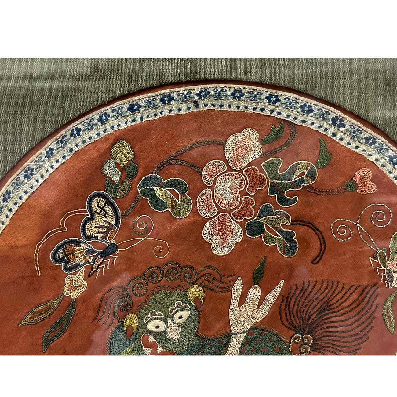 Chinese Export Framed Antique Chinese Qing Dynasty Embroidery For Sale